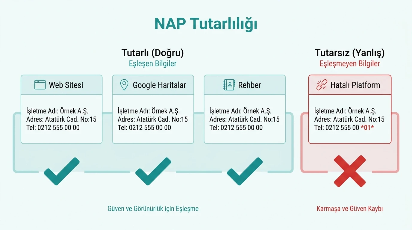 NAP Tutarlılığı - Doğru ve Yanlış Örnek