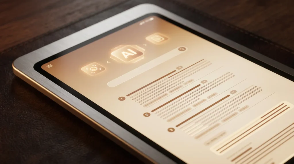 AI yanıt motoru citation arayüzü tablet ekranında